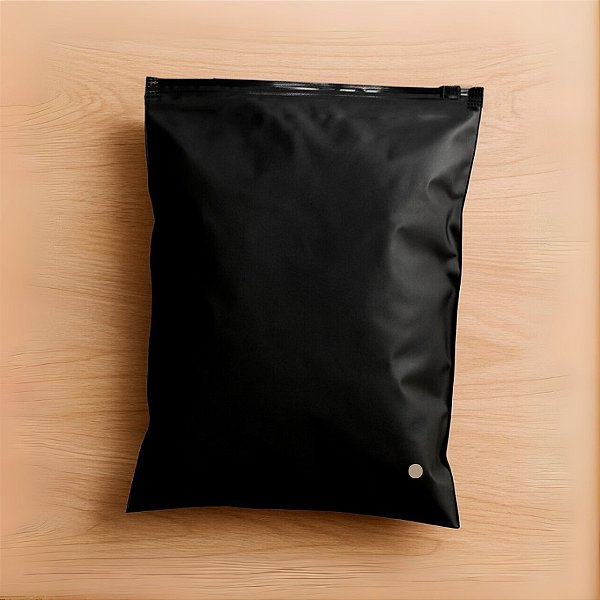 Saco Trilho Zip Preto Fosco Com Furo - 15x20cm - 50 unidades - Rizzo