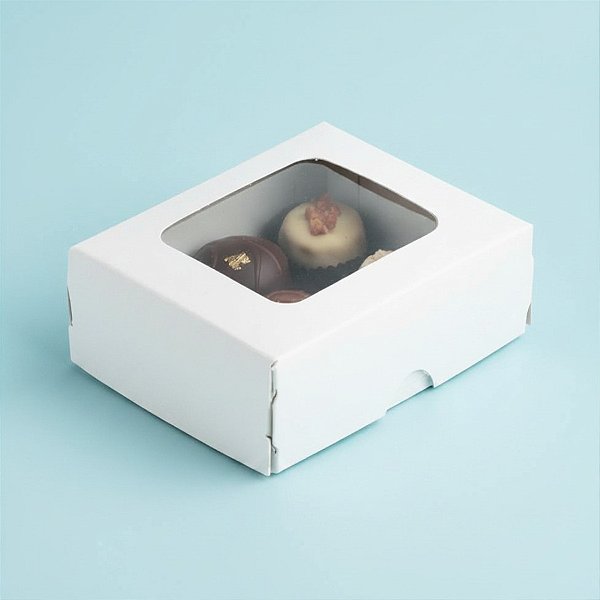 Caixa Doces com Visor S0 (6cm x 5cm x 2,5cm) Branca - 10 unidades - Assk - Rizzo Embalagens