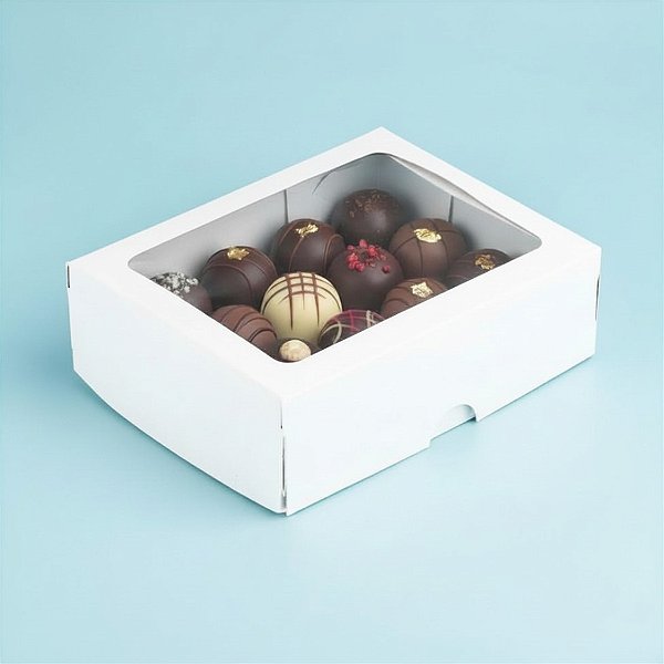 Caixa 10 Doces com Visor S2 (10cm x 13,5cm x 4cm) Branca - 10 unidades - Assk - Rizzo