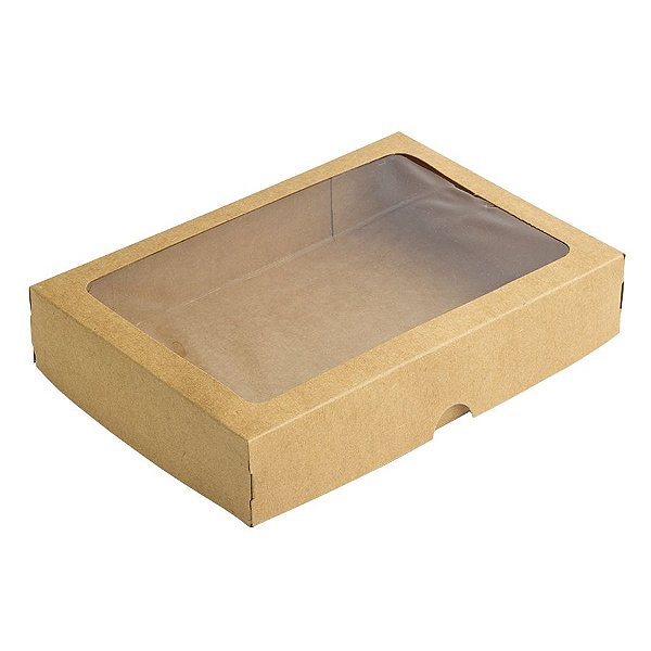Caixa com Visor S4 (14cm x 20cm x 4cm) Kraft 10 unidades Assk Rizzo Embalagens