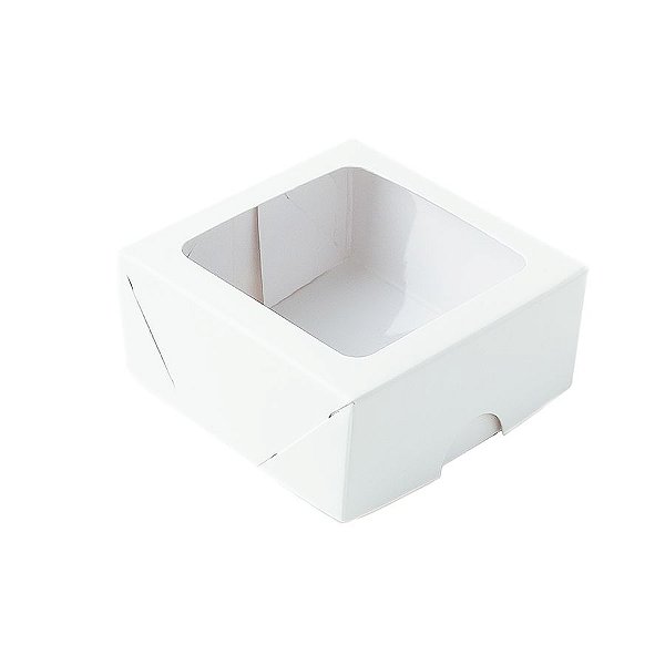Caixa com Visor S16 (7cm x 7cm x 3cm) Branca 10 unidades Assk  Embalagens