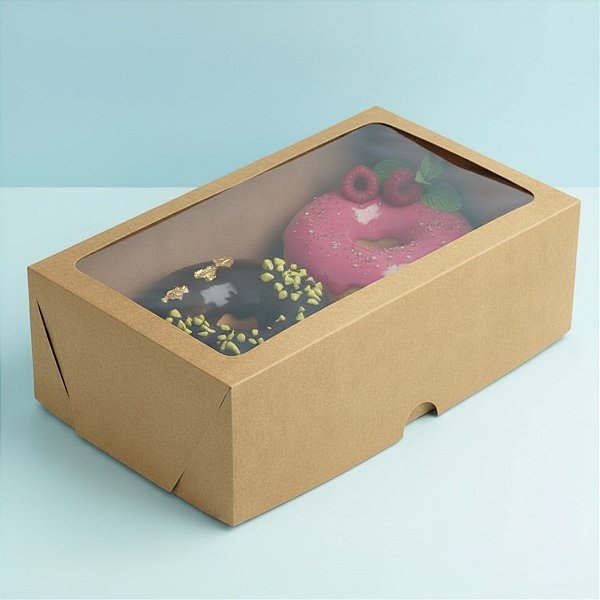 Caixa com Visor S17 (25cm x 15cm x 8cm) Kraft - 10 unidades - Assk - Rizzo Embalagens