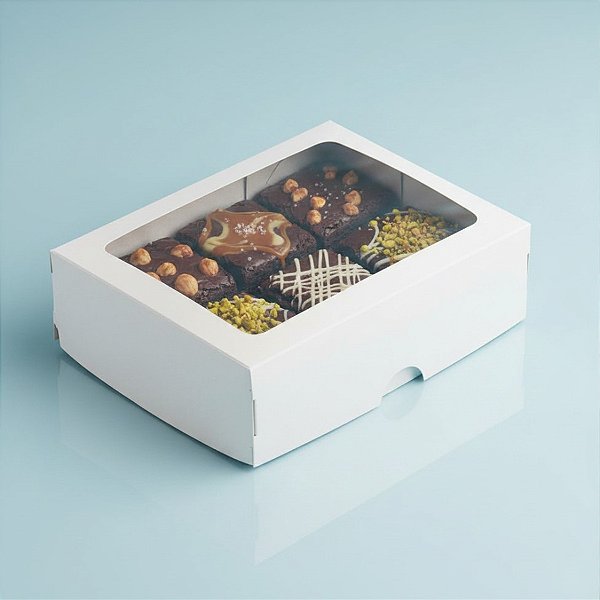 Caixa com Visor S18 (11,5cm x 15,5cm x 3,5cm) Branca - 10 unidades - Assk - Rizzo