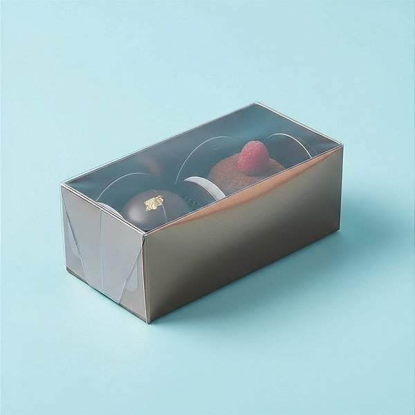 Caixa 2 Doces com Tampa Transparente Nº 2 (8,5cm x 4cm x 3,5cm) Bronze - 10 unidades - Assk - Rizzo