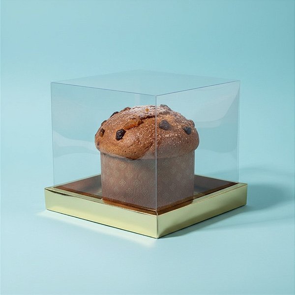 Caixa para Panetone 500g (15x15cm) Dourada - 5 unidades - Assk - Rizzo