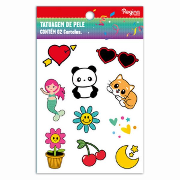 Tatuagem Temporária para Pele - Infantil Diversos 3 - 20 Tatuagens - Regina - Rizzo