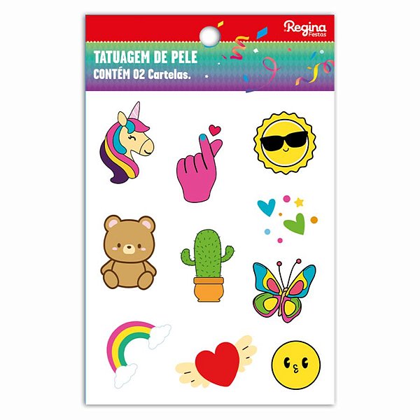 Tatuagem Temporária para Pele - Infantil Diversos 2 - 20 Tatuagens - Regina - Rizzo