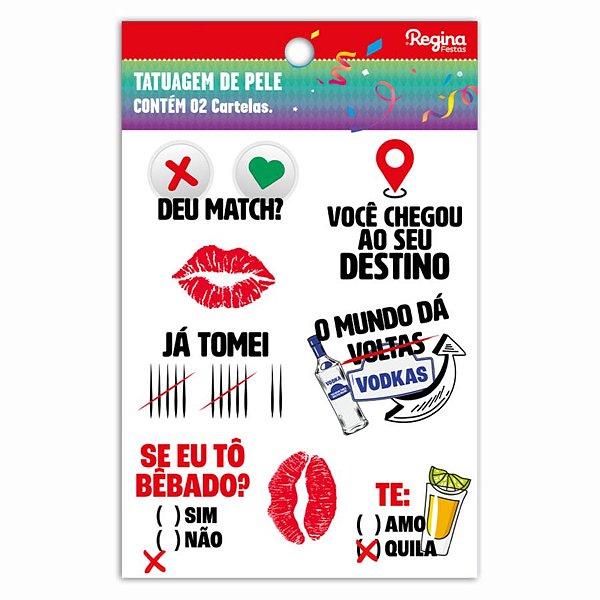 Tatuagem Temporária para Pele de Carnaval - 16 Tatuagens - Regina - Rizzo