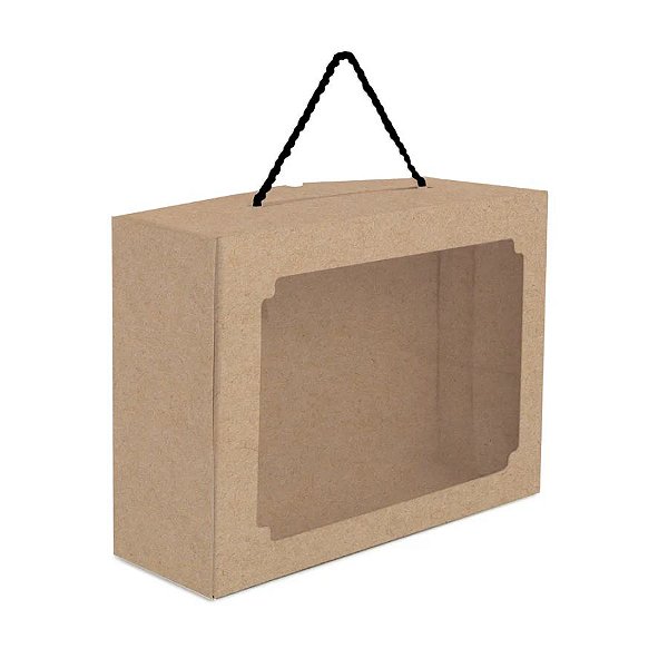 Cesta na Caixa com Visor e Alça Lisa Kraft - 27x19,5x9cm - 1 unidade - Cromus - Rizzo