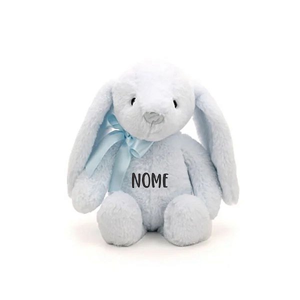 Coelho de Pelúcia Azul com Laço Personalizado - 31cm - 1 unidade - Rizzo
