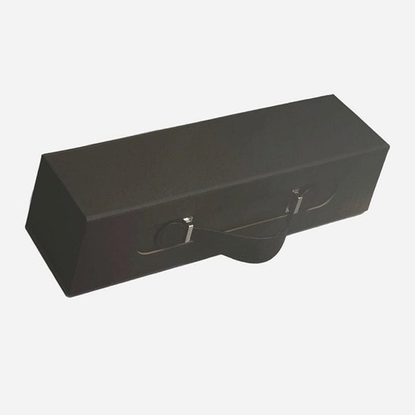 Caixa de Papel Rígido para Garrafa Retangular com Alça e Imã - Preto - 33x8,5cm - 1 unidade - Cromus - Rizzo