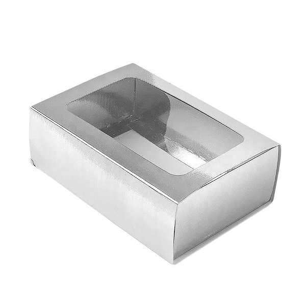 Caixa Gaveta com Visor Nº2 (8cm x 12cm x 4cm) Prata 10 unidades Assk Rizzo Embalagens