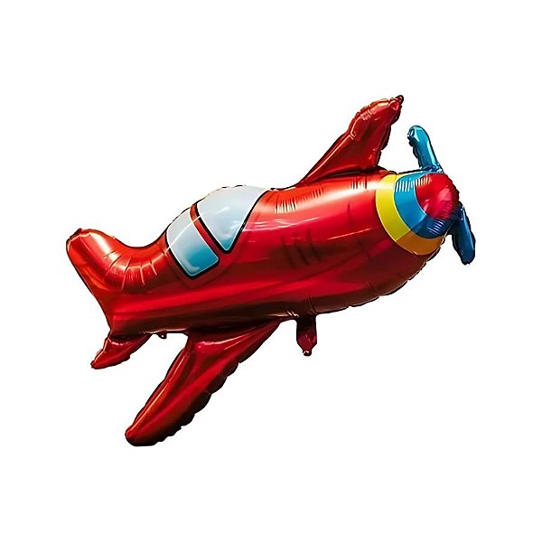 Balão de Festa Metalizado 37'' 94cm - Avião Vermelho  - 1 unidade - Rizzo