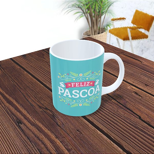 Caneca de Porcelana - Feliz Páscoa - 325ml - 1 unidade - Rizzo