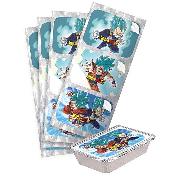 Adesivo Retangular Festa Dragon Ball - 12 unidades - Festcolor - Rizzo Festas