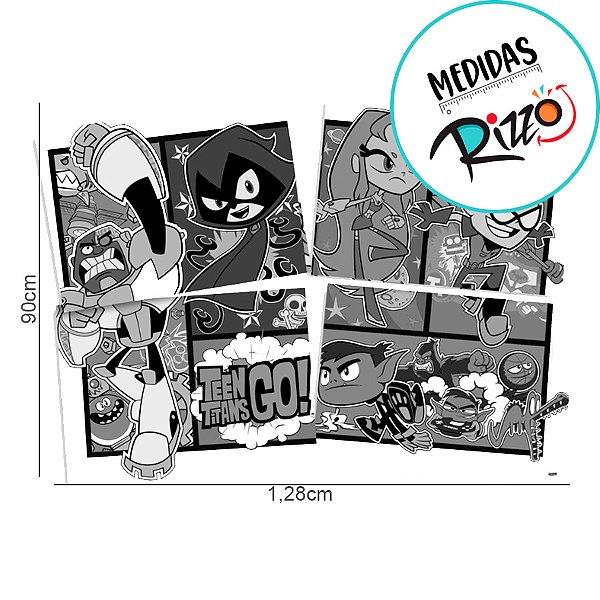 Kit Decorativo -  Jovens Titãns em Ação 4 partes - 1 unidade - FestColor - Rizzo