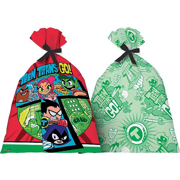 Sacolinha Surpresa Festa Jovens Titãs - 8 unidades - Festcolor - Rizzo Festas