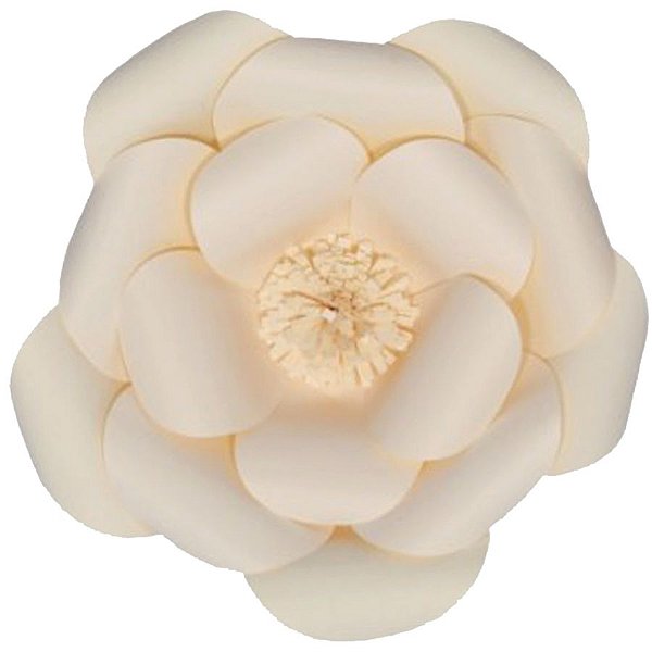 Flor de Papel Decoração Festa - Camélia 39cm M Creme - Decora Doces - Rizzo Festas