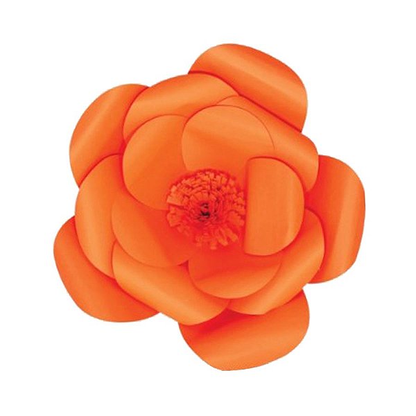 Flor de Papel Decoração Festa - Camélia 27cm PP Laranja - Decora Doces - Rizzo Festas