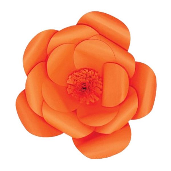 Flor de Papel Decoração Festa - Camélia 32cm P Laranja - Decora Doces - Rizzo Festas