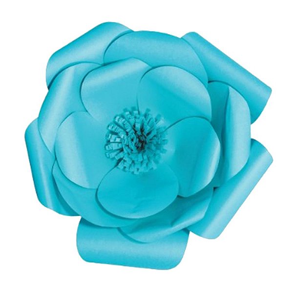 Flor de Papel Decoração Festa - Camélia 32cm P Azul Turquesa - Decora Doces - Rizzo Festas