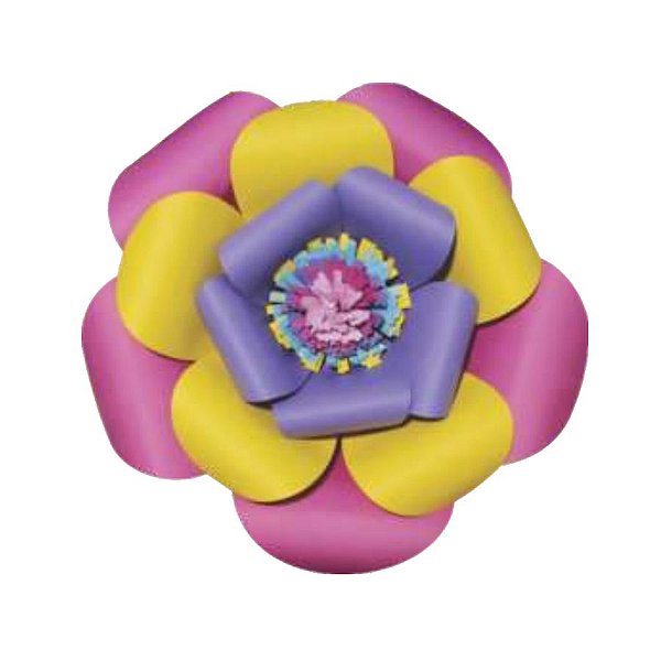 Flor de Papel Decoração Festa - Camélia 27cm PP Colorida - Decora Doces - Rizzo Festas