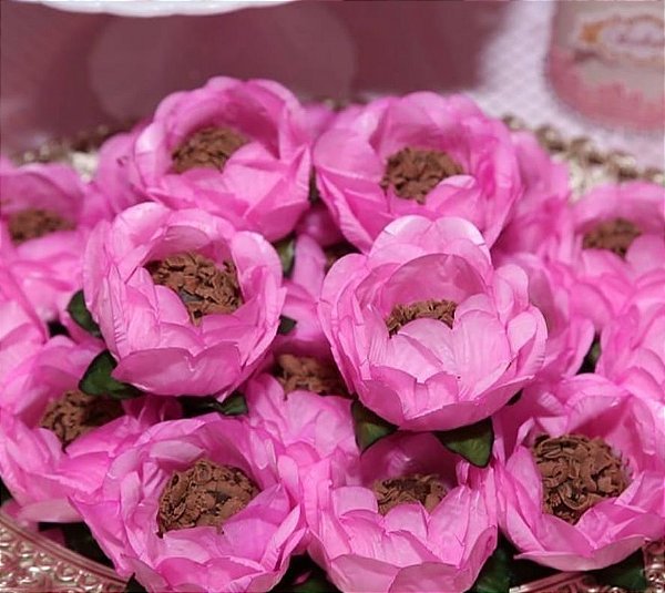 Forminha para Doces Finos - Bela Rosa Claro 40 unidades - Decora Doces - Rizzo Festas