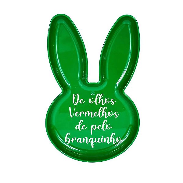 Bandeja Coelho com Frase de Páscoa - Verde - 25x15cm - 1 unidade - Rizzo