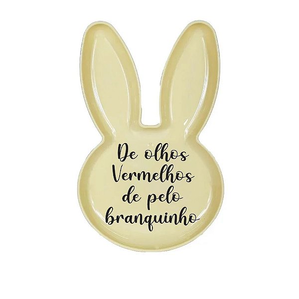 Bandeja Coelho com Frase de Páscoa - Amarelo - 25x15cm - 1 unidade - Rizzo
