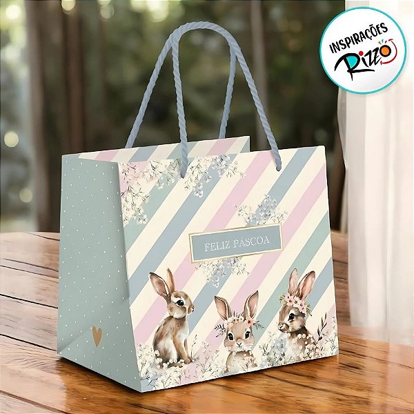 Sacola Premium Para Caixa Meio Ovo de 250g a 350g - Doce Páscoa - 30x26x14cm - 1 unidade - Cromus - Rizzo