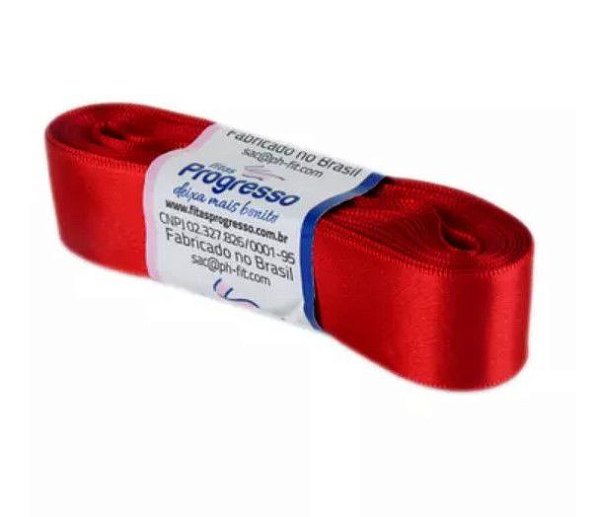 Fita de Cetim Progresso 22mm nº5 - 10m Cor 209 Vermelho - 01 unidade