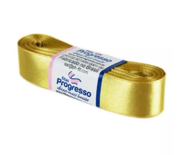 Fita de Cetim Progresso 22mm nº5 - 10m Cor 228 Ouro - 01 unidade