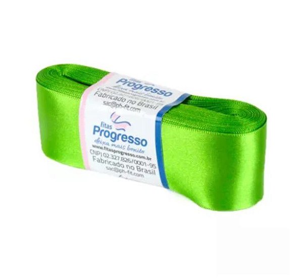 Fita de Cetim Progresso 38mm nº9 - 10m Cor 677 Verde Folha - 01 unidade