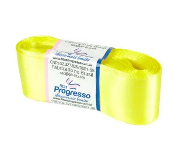 Fita de Cetim Progresso 38mm nº9 - 10m Cor 242 Amarelo Canário - 01 unidade