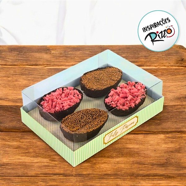 Caixa Degustação Para 4 Mini Ovos De 50g - Quinn Verde - 15,8x10,6x6cm - 6 unidades - Cromus - Rizzo