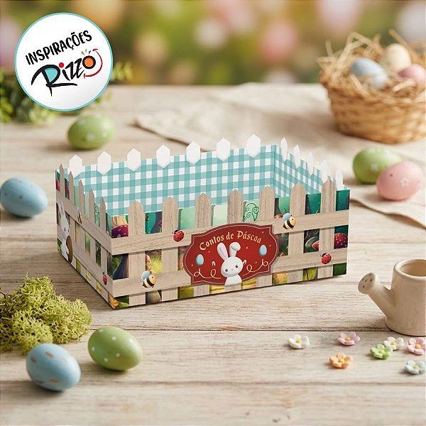 Cesta Cerquinha de Papel Cartão - Contos De Páscoa - 1 unidade - Cromus - Rizzo
