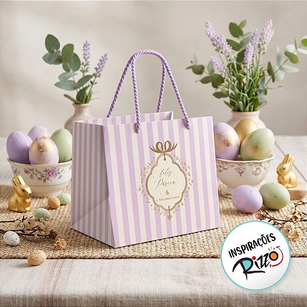 Sacola Premium Para Caixa Meio Ovo - Quinn Lilas - 22x20x14cm - 1 unidade - Cromus - Rizzo
