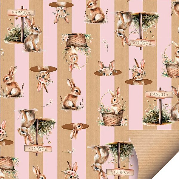 Folha para Ovos de Páscoa Papel Kraft Doce Páscoa Rosa 69x89cm - 10 unidades - Cromus - Rizzo