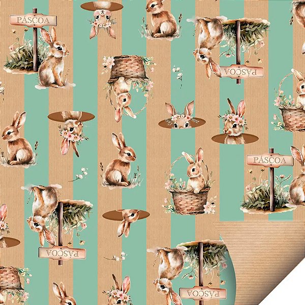 Folha para Ovos de Páscoa Papel Kraft Doce Páscoa Verde 69x89cm - 10 unidades - Cromus - Rizzo