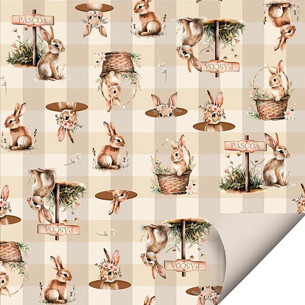 Folha para Ovos de Páscoa Double Face Doce Páscoa Bege 69x89cm - 25 unidades - Cromus - Rizzo