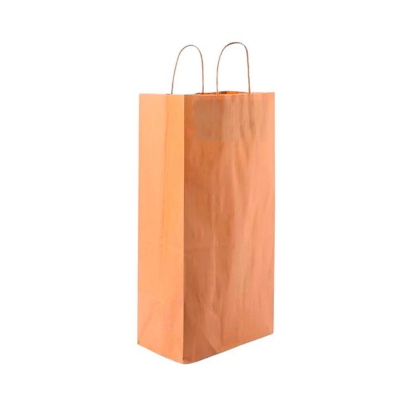 Sacola de Papel Para Garrafa 35x19,5x12cm - Kraft - 10 unidades - Cromus - Rizzo