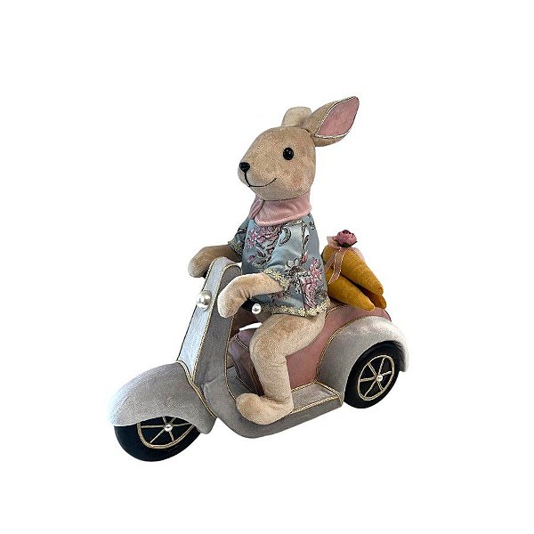 Coelho de Páscoa com Roupa Bordada e Moto - Linha Realeza  Premium - 51cm - 1 unidade - Rizzo