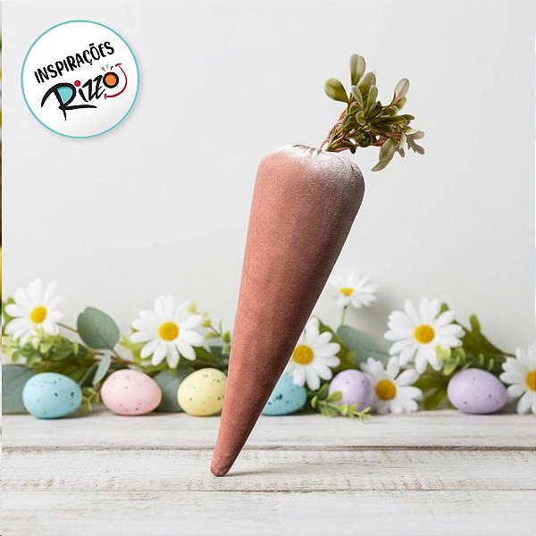 Enfeite Decorativo de Páscoa - Cenoura Rosa Claro e Verde - 30cm - 1 unidade - Rizzo