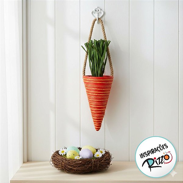 Enfeite Decorativo de Páscoa - Cenoura com Alça - 40cm - 1 unidade - Rizzo