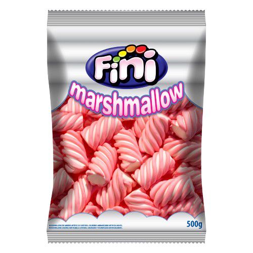 Marshmallow Listrado Morango 500g - Fini - Rizzo Embalagens