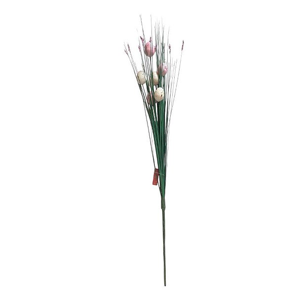 Galho Decorativo com Ovos de Páscoa - Rosa e Branco - 54cm - 1 unidade - Rizzo