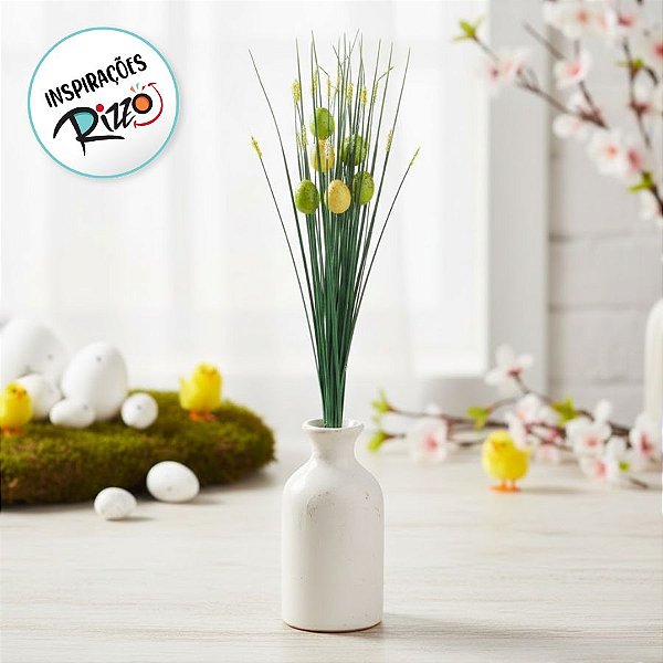 Galho Decorativo com Ovos de Páscoa - Verde e Amarelo - 54cm - 1 unidade - Rizzo