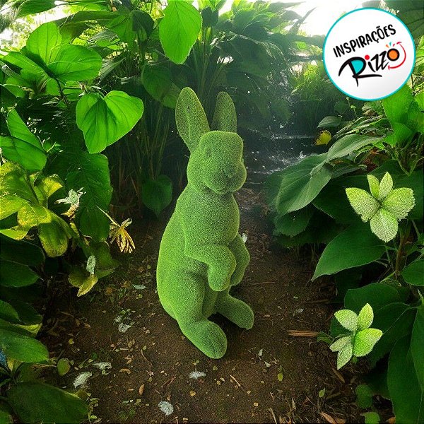 Coelho Decorativo de Grama em Pé - 71cm - 1 unidade - Rizzo