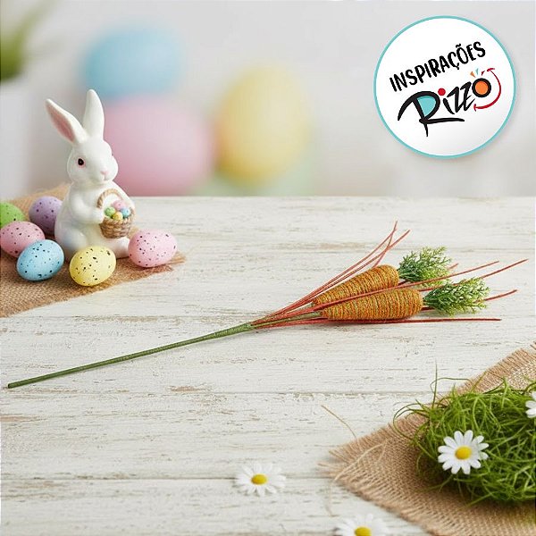Pick Decorativo de Páscoa - Cenoura Verde e laranja - 66cm - 1 unidade - Rizzo