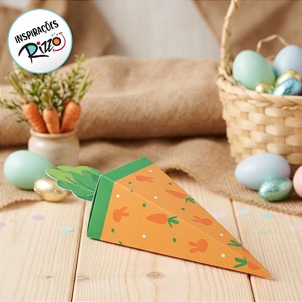 Caixa Cenoura de Páscoa - Jump - P 5,5x5,5x22cm - 10 unidades - Cromus - Rizzo